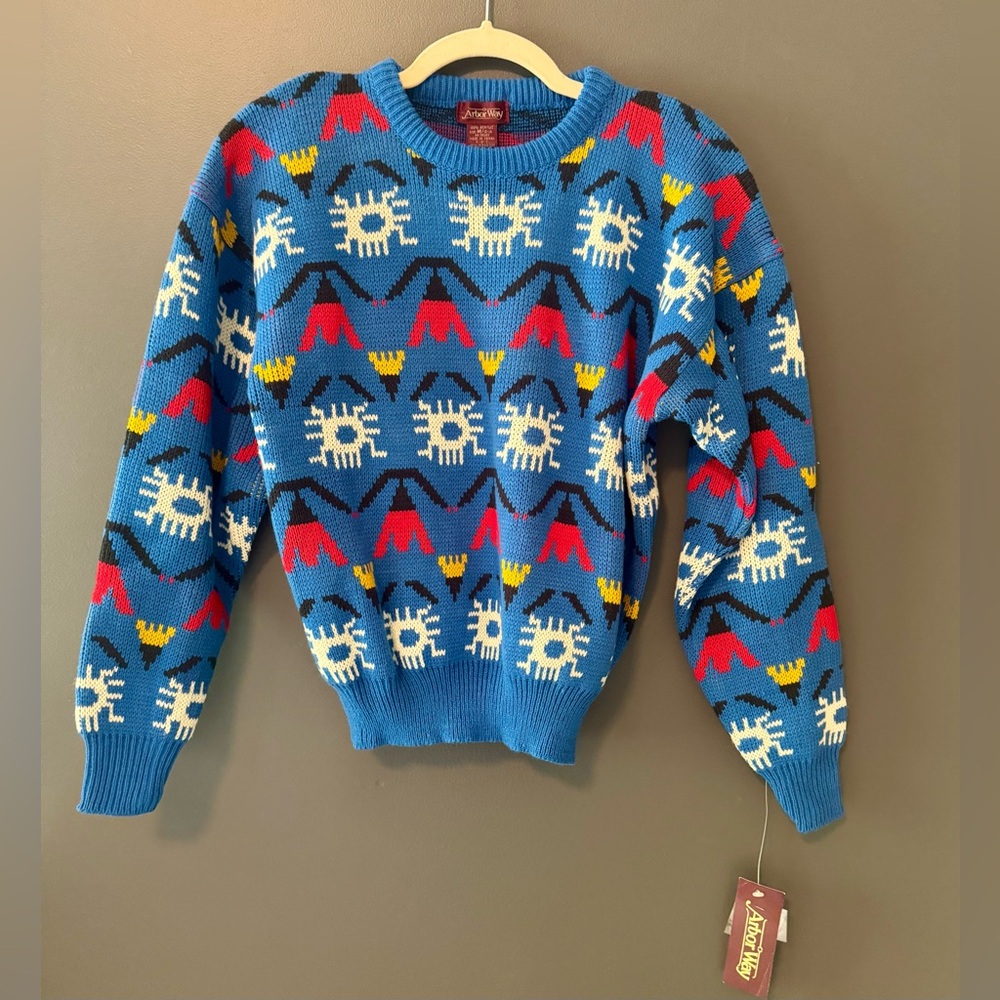 Arbor Way Vintage Sweater. Size Medium 12-14. New with tags 80s 90s Tribal Aztec